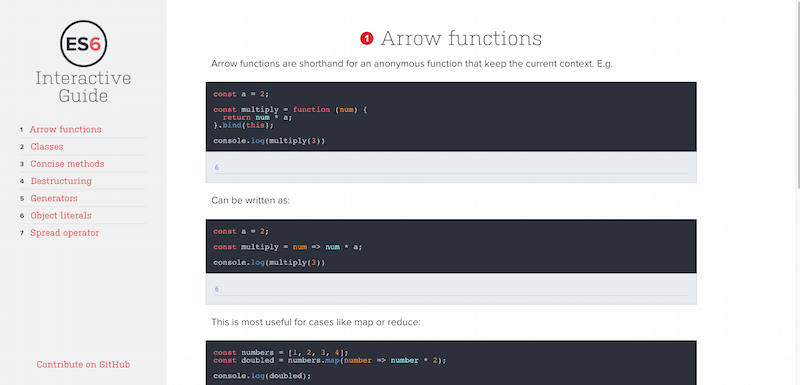 ES6 Interactive Guide