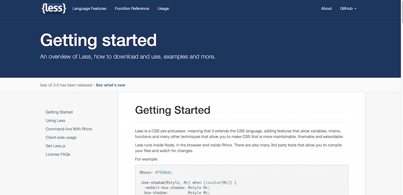 Getting started Less.js