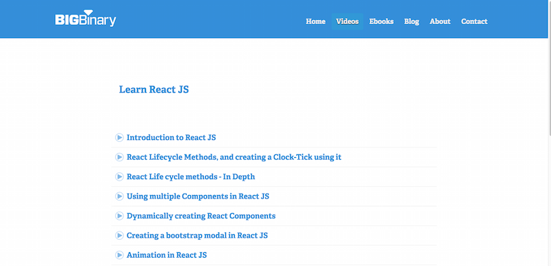 React BigBinary Videos
