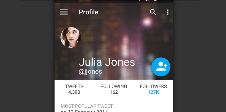 Twitter Profile using Material Design
