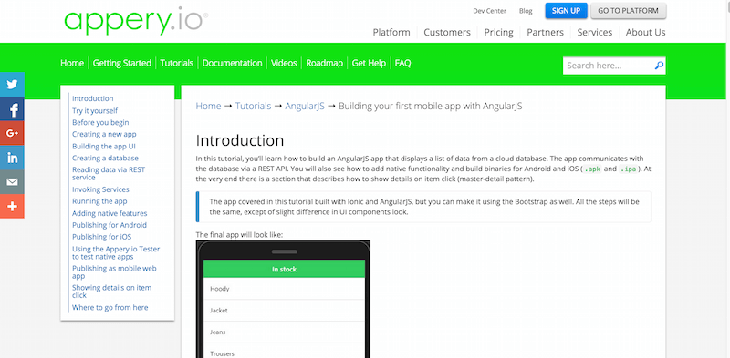 Building your first mobile app with AngularJS   Appery.io Dev Center