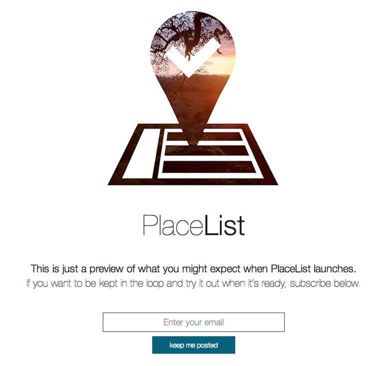PlaceList - Coming Soon Page Ideas
