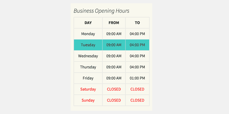 Business Hours