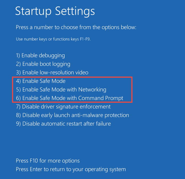 Startup Settings