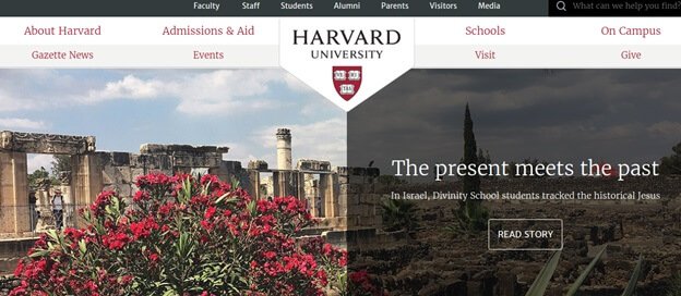 Harvard University website page