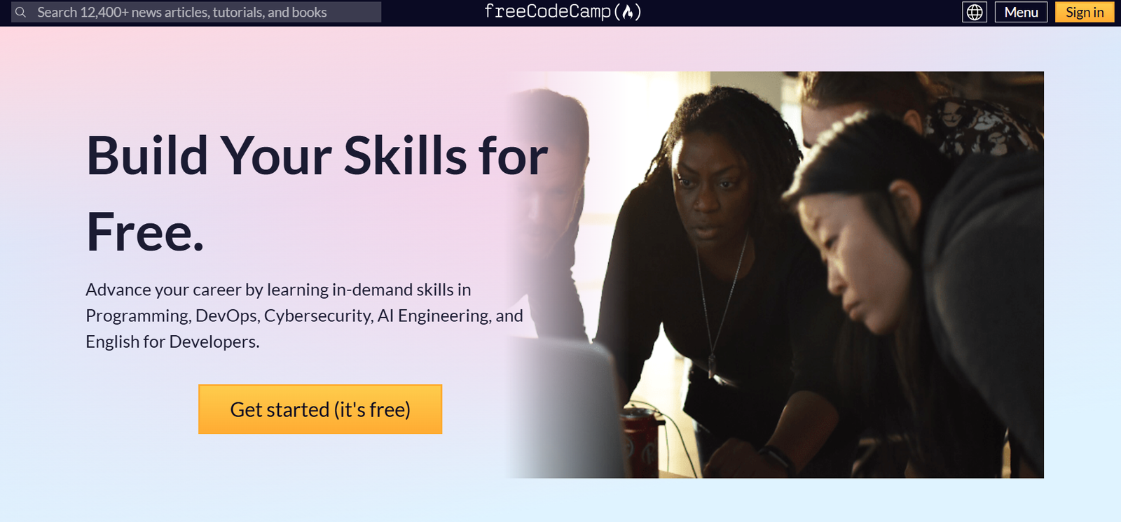 freecodecamp website screenshot