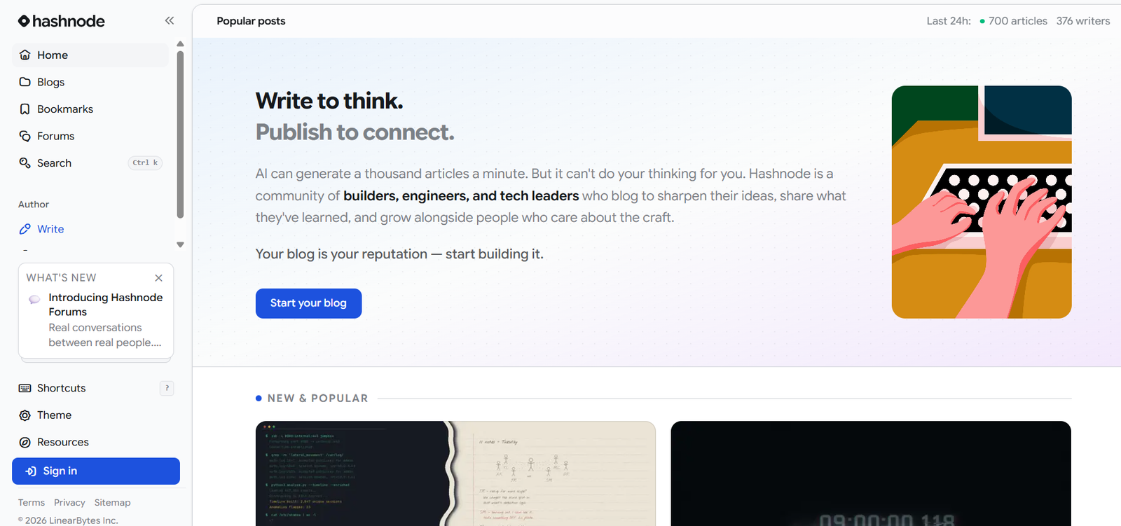 hashnode screenshot website