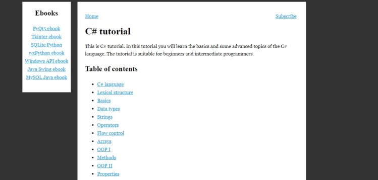 ZetCode- Homepage