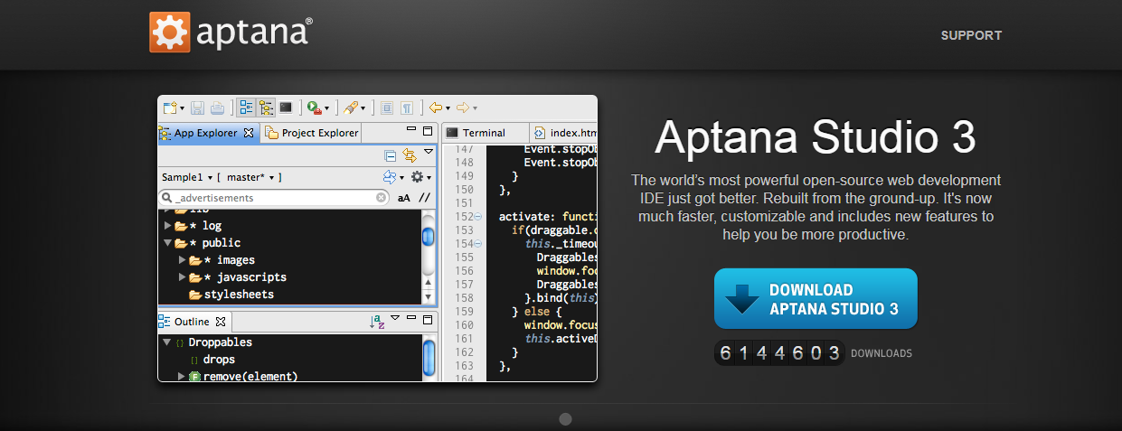 aptana studio node.js