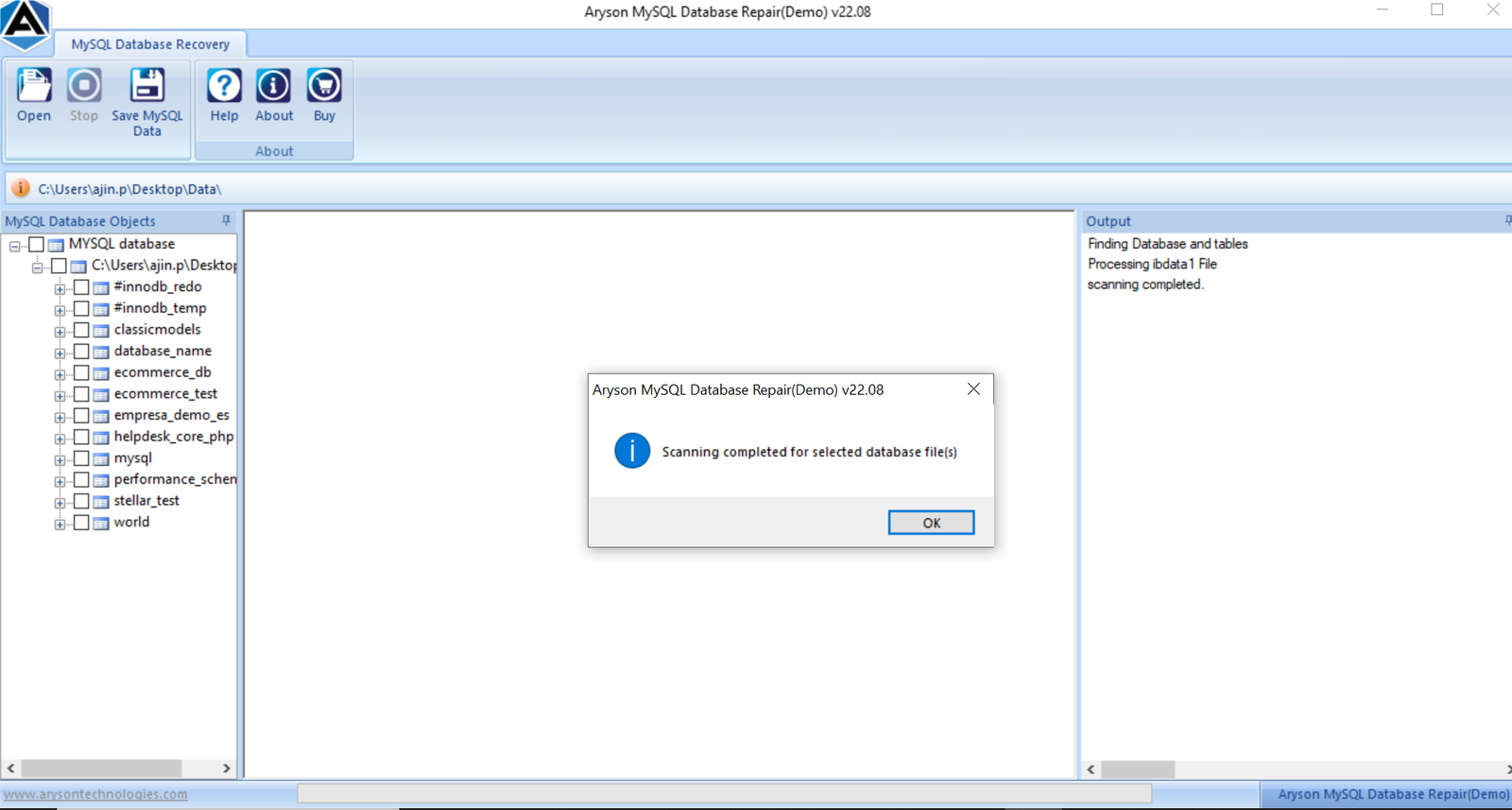 mysql database recovery