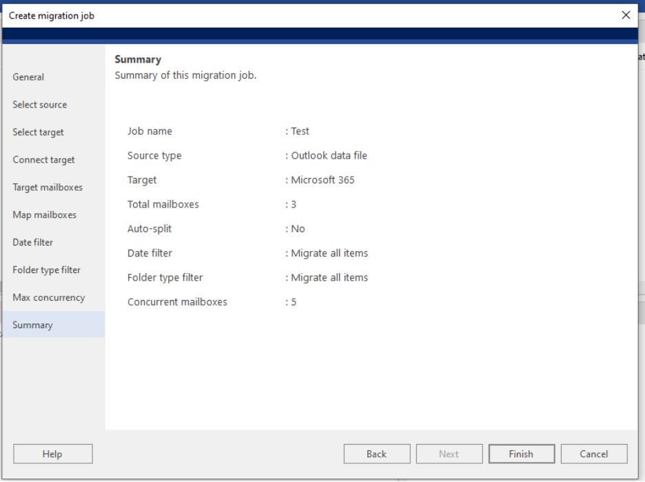 Summary window