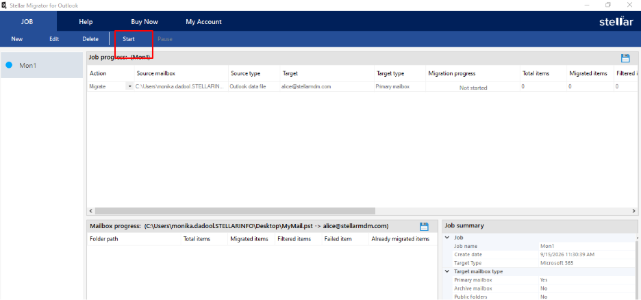 Job Overview dashboard